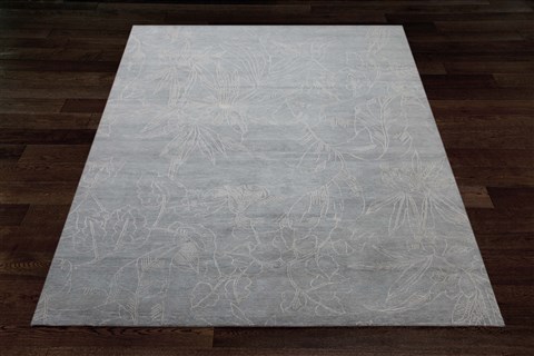 Modern Blue Hand Knotted 80 X 100  Area Rug 151-18504 Image 6
