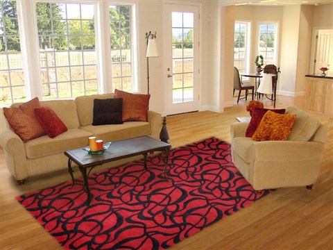 Modern Red Hand Knotted 80 X 100  Area Rug 151-18505 Image 4