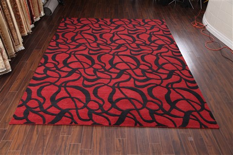 Modern Red Hand Knotted 80 X 100  Area Rug 151-18505 Image 7