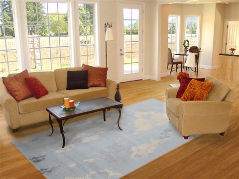 Modern Blue Hand Knotted 80 X 100  Area Rug 151-18506 Image 3