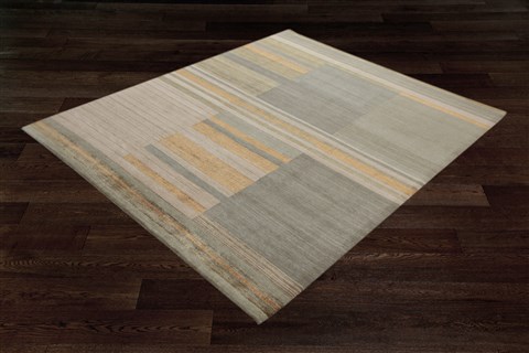 Modern Multicolor Hand Knotted 80 X 100  Area Rug 151-18525 Image 8