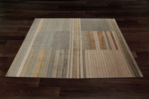Modern Multicolor Hand Knotted 80 X 100  Area Rug 151-18525 Image 9