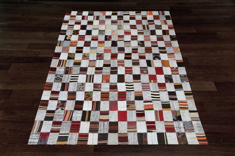 Patchwork Multicolor Hand Knotted 62 X 90  Area Rug 151-18542 Image 7