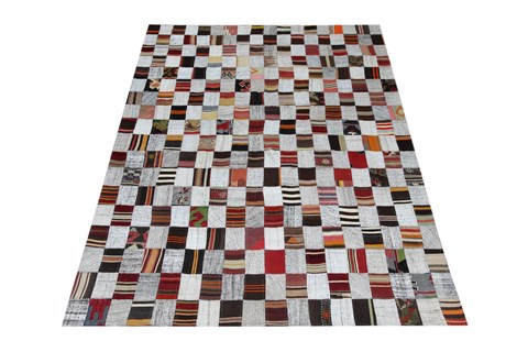 Patchwork Multicolor Hand Knotted 62 X 90  Area Rug 151-18542 Image 8