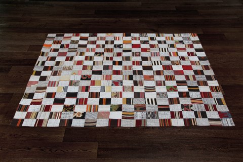 Patchwork Multicolor Hand Knotted 62 X 90  Area Rug 151-18542 Image 10