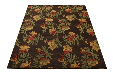 Nepal Brown Hand Knotted 80 X 100  Area Rug 151-18547 Image 6