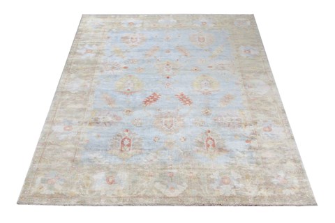Chobi Blue Square Hand Knotted 10 X 10  Area Rug 151-18550 Image 1