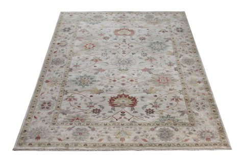 Chobi White Square Hand Knotted 10 X 10  Area Rug 151-18551 Image 1