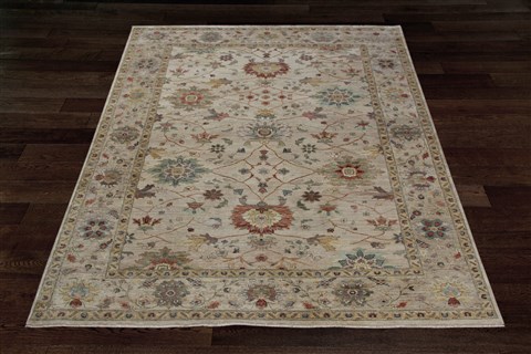 Chobi White Square Hand Knotted 10 X 10  Area Rug 151-18551 Image 4