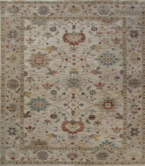 Chobi White Square Hand Knotted 10 X 10  Area Rug 151-18551 Image 0