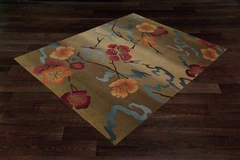 Modern Green Square Hand Knotted 10 X 10  Area Rug 151-18553 Image 3