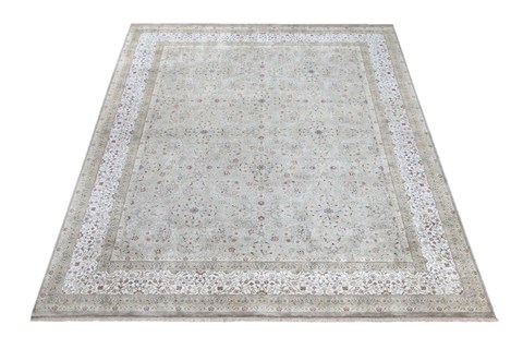 Jaipur White Square Hand Knotted 90 X 100  Area Rug 151-18555 Image 1