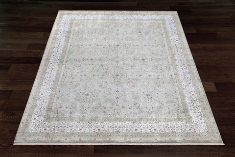 Jaipur White Square Hand Knotted 90 X 100  Area Rug 151-18555 Image 5