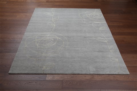 Modern Grey Hand Knotted 80 X 100  Area Rug 151-18565 Image 8
