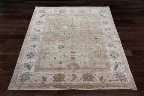 Chobi Beige Square Hand Knotted 10 X 10  Area Rug 151-18567 Image 2