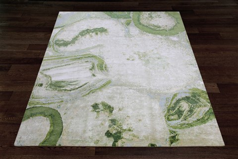 Modern Green Hand Knotted 80 X 100  Area Rug 151-18575 Image 8