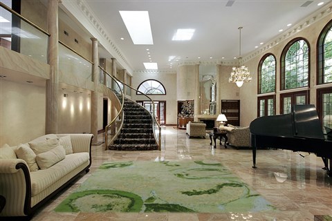 Modern Green Hand Knotted 80 X 100  Area Rug 151-18575 Image 1