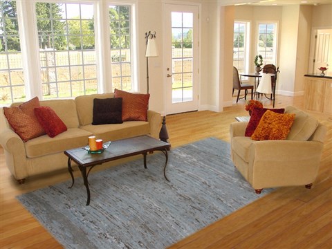 Modern Grey Hand Knotted 80 X 100 Area Rug 151-18576 Image 3