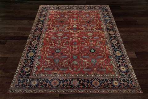 Chobi Red Square Hand Knotted 10 X 10  Area Rug 151-18581 Image 5