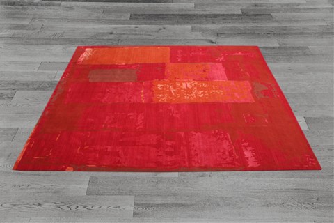 Indo-Nepal Red Square Hand Knotted 10 X 10  Area Rug 151-18591 Image 6