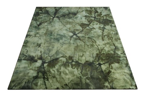Modern Green Hand Knotted 90 X 120  Area Rug 151-18604 Image 4
