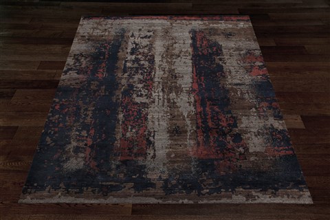 Modern Black Hand Knotted 83 X 105  Area Rug 151-18626 Image 16