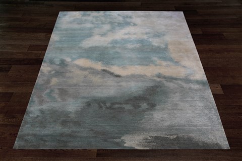 Modern Blue Hand Knotted 80 X 100  Area Rug 151-18635 Image 8