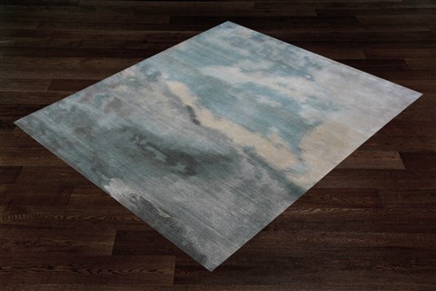 Modern Blue Hand Knotted 80 X 100  Area Rug 151-18635 Image 9