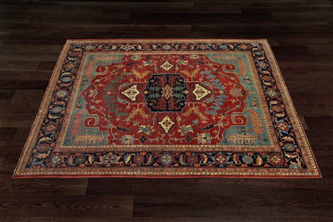 Kazak Red Square Hand Knotted 10 X 10  Area Rug 151-18646 Image 12