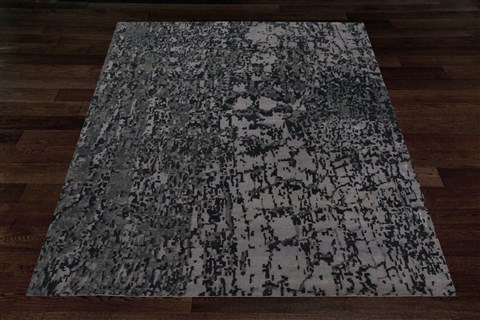 Modern Grey Hand Knotted 90 X 120  Area Rug 151-18648 Image 4