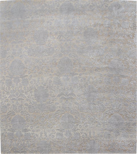 Indo-Nepal Grey Square Hand Knotted 10 X 10  Area Rug 151-18658 Image 0