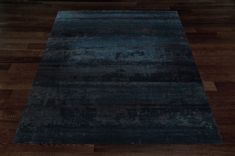 Modern Blue Hand Knotted 92 X 124  Area Rug 151-18659 Image 6