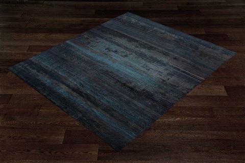 Modern Blue Hand Knotted 92 X 124  Area Rug 151-18659 Image 11