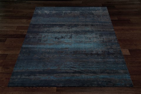 Modern Blue Hand Knotted 92 X 124  Area Rug 151-18659 Image 10