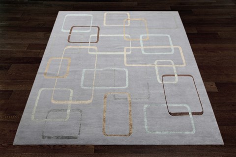 Modern Grey Hand Knotted 90 X 120  Area Rug 151-18662 Image 4