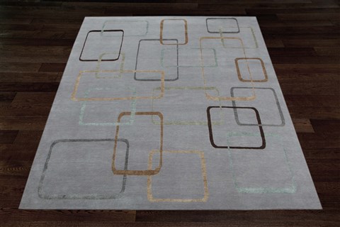 Modern Grey Hand Knotted 90 X 120  Area Rug 151-18662 Image 8