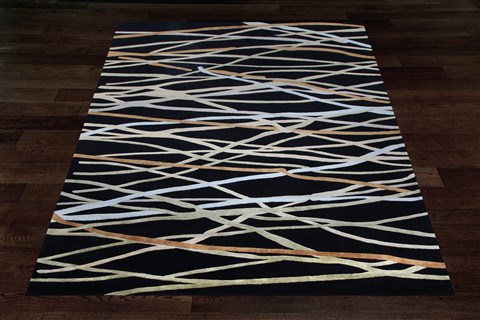 Modern Black Hand Knotted 90 X 120  Area Rug 151-18663 Image 4