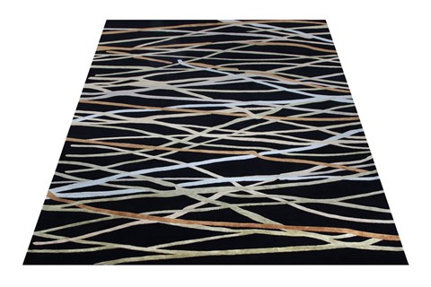 Modern Black Hand Knotted 90 X 120  Area Rug 151-18663 Image 5