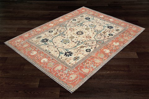 Chobi White Square Hand Knotted 10 X 10  Area Rug 151-18667 Image 4