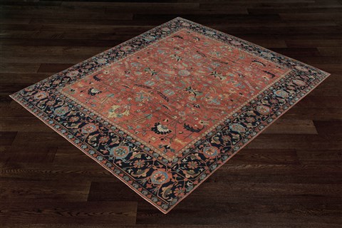 Chobi Red Square Hand Knotted 10 X 10  Area Rug 151-18677 Image 16