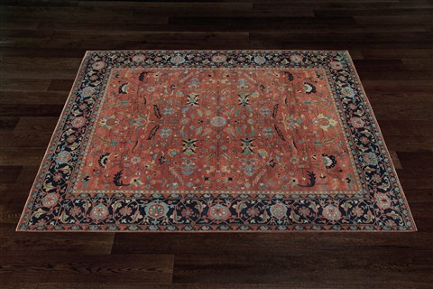 Chobi Red Square Hand Knotted 10 X 10  Area Rug 151-18677 Image 3