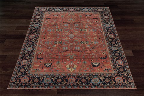 Chobi Red Square Hand Knotted 10 X 10  Area Rug 151-18677 Image 6