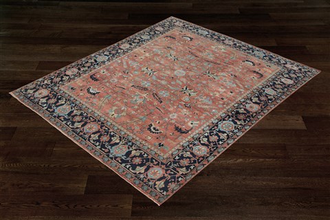 Chobi Red Square Hand Knotted 10 X 10  Area Rug 151-18677 Image 13