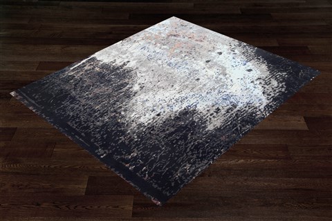 Modern Black Square Hand Knotted 10 X 10  Area Rug 151-18681 Image 12