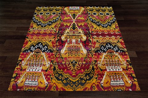 Modern Multicolor Hand Knotted 80 X 100  Area Rug 151-18695 Image 1