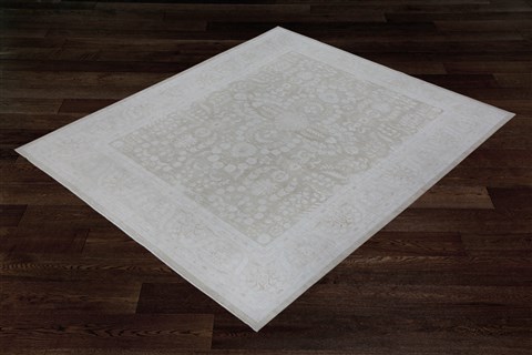 Chobi Green Hand Knotted 93 X 114  Area Rug 151-18702 Image 5