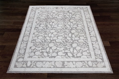 Chobi Grey Hand Knotted 90 X 116  Area Rug 151-18704 Image 2