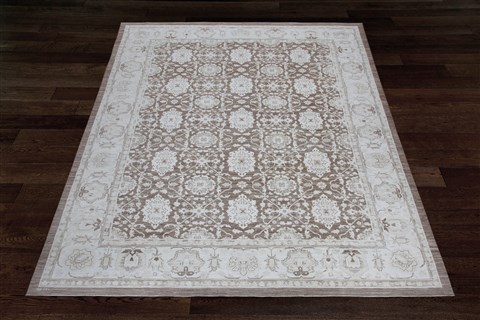 Chobi Brown Hand Knotted 90 X 118  Area Rug 151-18705 Image 4