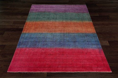 Modern Multicolor Hand Knotted 80 X 105  Area Rug 151-18710 Image 1