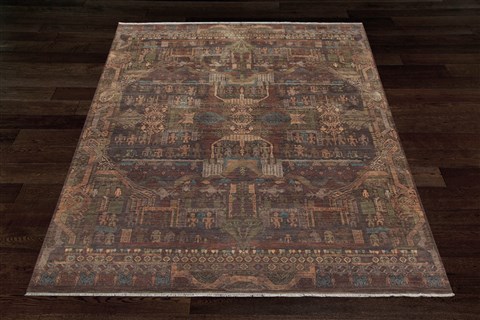 Modern Brown Square Hand Knotted 10 X 10  Area Rug 151-18732 Image 3